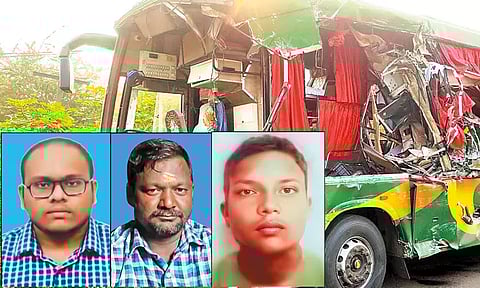 கும்மிடிப்பூண்டி அருகே டேங்கர் லாரி மீது ஆம்னி பஸ் மோதல்; 4 பேர் பலி - 3 பேருக்கு தீவிர சிகிச்சை