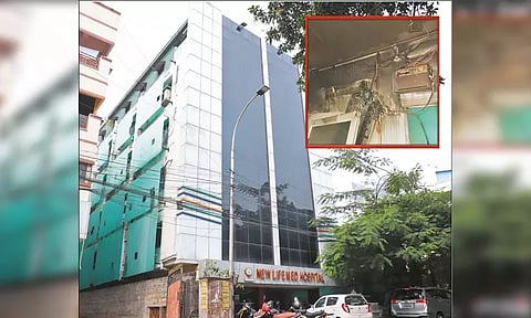 கோபாலபுரத்தில் தனியார் ஆஸ்பத்திரியில் தீ விபத்தால் பரபரப்பு