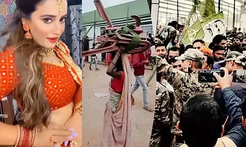 கட்டுக்கடங்காத கூட்டம்; சிக்கி கொண்ட நடிகை போலீசார் தடியடி