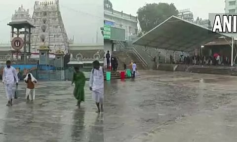 மாண்டஸ் புயல் எதிரொலி - திருப்பதியில் வெளுத்து வாங்கும் கனமழை - பக்தர்கள் கடும் அவதி