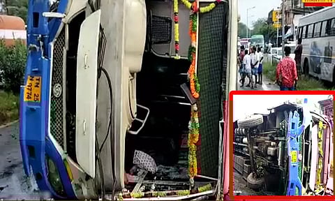 மதுராந்தகம் அருகே அரசு பஸ் கவிழ்ந்து விபத்து - 10க்கும் மேற்பட்ட பயணிகள் காயம்