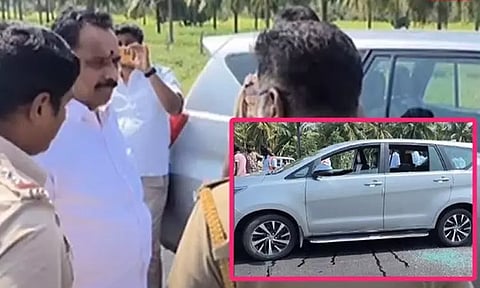 அதிமுக முன்னாள் அமைச்சர் கார் மீது ஆசிட் வீசி வேட்பாளர் கடத்தல்...! சினிமா பாணியில் பரபரப்பு சம்பவம்