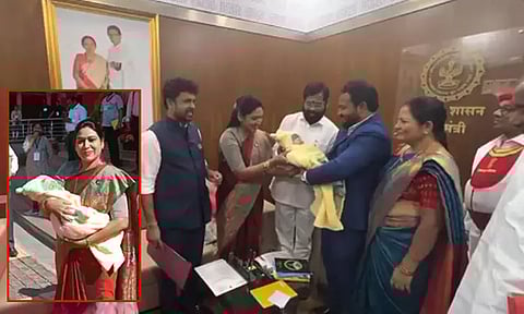 மராட்டியம்: புதிதாக பிறந்த குழந்தையுடன் சட்டசபை கூட்டத்தொடரில் பங்கேற்ற பெண் எம்.எல்.ஏ.