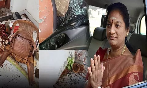 தூத்துக்குடியில் சசிகலா புஷ்பா வீட்டில் மர்ம நபர்கள் தாக்குதல்.. கார் உடைப்பு, வீடு சேதம்