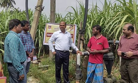 கடலூர் அருகேசொட்டுநீர் பாசனம் மூலம் பன்னீர் கரும்பு சாகுபடிகலெக்டர் பாலசுப்பிரமணியம் ஆய்வு