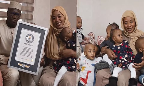 ஒரே பிரசவத்தில் 9 குழந்தைகளைப் பெற்றெடுத்து பெண் கின்னஸ் சாதனை