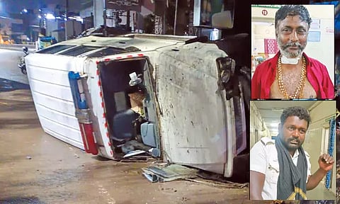 திருமுல்லைவாயல் அருகே சாலையில் கவிழ்ந்த போலீஸ் ஜீப்; இன்ஸ்பெக்டர் காயம்