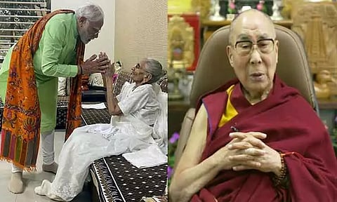 "தனது மகன் இந்த மாபெரும் நாட்டின் பிரதமரானதைக் கண்டு அவர் பெருமைப்பட்டிருப்பார்" - மோடியின் தாயார் மறைவுக்கு தலாய் லாமா இரங்கல்