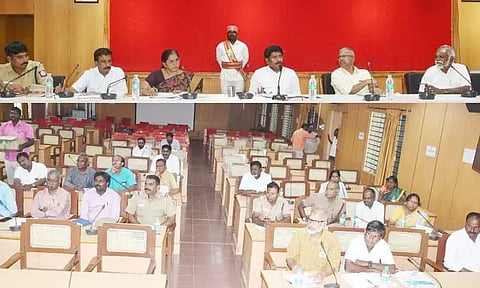 திருவாமாத்தூர் அபிராமேஸ்வரர் கோவில் கும்பாபிஷேகத்தின்போதுபோக்குவரத்து நெரிசல் ஏற்படாதவாறு பாதுகாப்பு பணிஒருங்கிணைப்பு கூட்டத்தில் கலெக்டர் மோகன் அறிவுரை