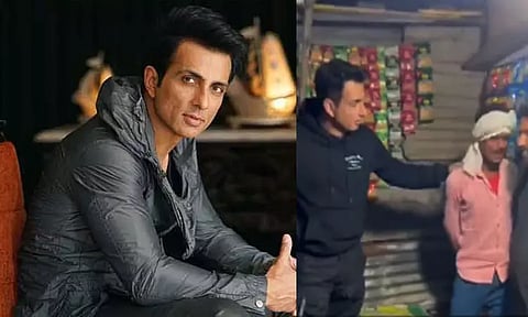 நடிகர் சோனு சூட்டின் பேச்சை கேட்டு... காறி துப்பிய தொழிலாளி; வைரலான வீடியோ