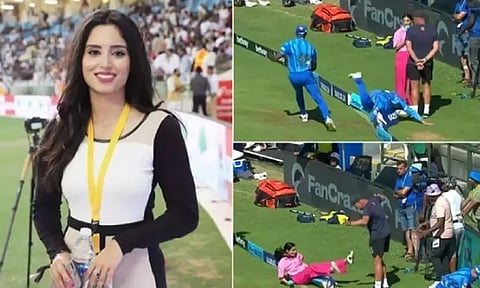 ஓரமா போய் நில்லுமா...! பாகிஸ்தான் தொகுப்பாளினி மீது மோதிய கிரிக்கெட் வீரர்