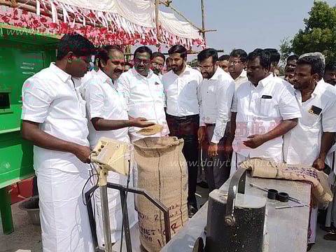 புதிய நெல் கொள்முதல் நிலையம், ரேஷன் கடை கட்டிடங்கள்அமைச்சர் மெய்யநாதன் திறந்து வைத்தார்