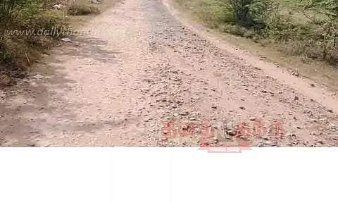 காரையூர் அருகே பழுதடைந்த சாலையை சீரமைக்க கோரிக்கை
