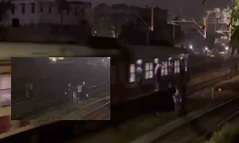 பரங்கிமலை ரெயில் நிலையம் அருகே மின்சார ரெயிலில் விழுந்து காதல் ஜோடி தற்கொலை முயற்சி: இளம்பெண் உயிரிழப்பு