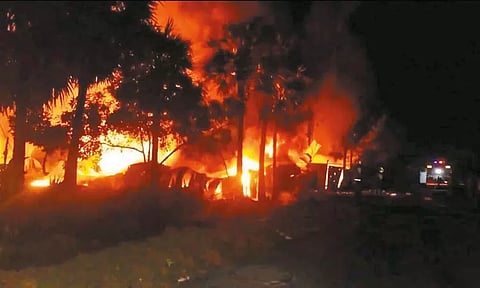 ஸ்ரீபெரும்புதூர் அருகே குடோனில் தீ விபத்து