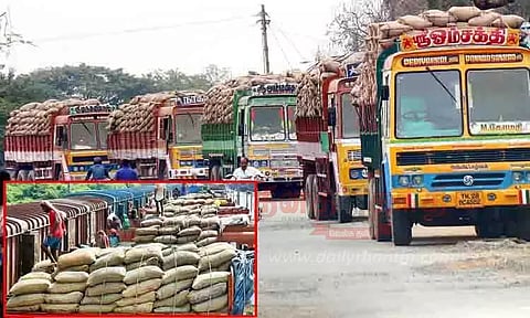 சரக்கு ரெயிலில் வந்த நெல்மூட்டைகள்