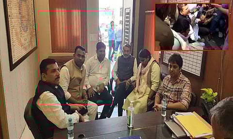 சிசோடியாவிடம் சி.பி.ஐ. விசாரணை; போராட்டம் நடத்திய ஆம் ஆத்மியின் எம்.பி., எம்.எல்.ஏ. உள்பட 50 பேர் கைது