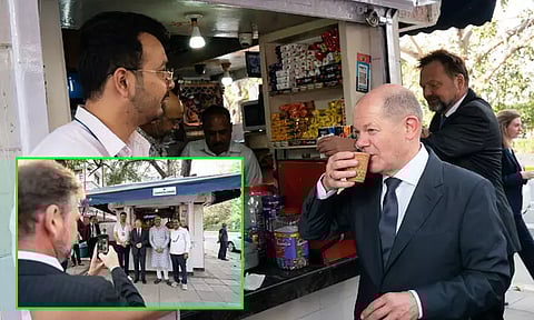 டெல்லியில் சாலையோர கடையில் தேநீர் அருந்திய ஜெர்மனி அதிபர்