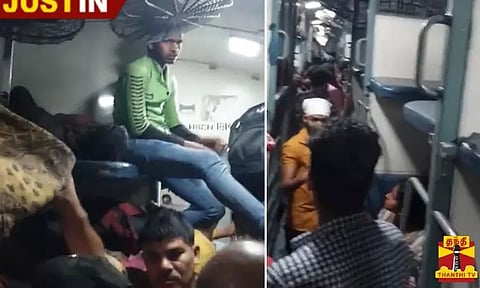 டிக்கெட் இல்லாமல் முன்பதிவு பெட்டியில் பயணித்த வடமாநிலத்தவர்கள் - பயணிகள் கடும் அவதி