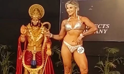 பாடி பில்ட்டிங் போட்டி: அனுமான் சிலை முன் பிகினி உடையில் பெண்கள் பா.ஜ.க மீது காங்கிரஸ் குற்றச்சாட்டு