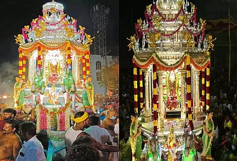 காஞ்சீபுரம் காமாட்சி அம்மன் கோவிலில் வெள்ளி தேர் திருவிழா