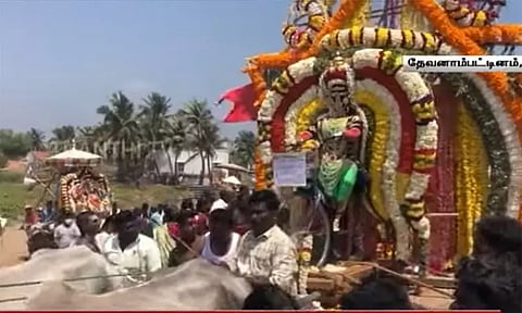 பெட்ரோல், டீசல் விலை உயர்வால் அம்மன் சைக்கிளில் பயணம் - மாசி மகத்தில் சுவாரசியம்