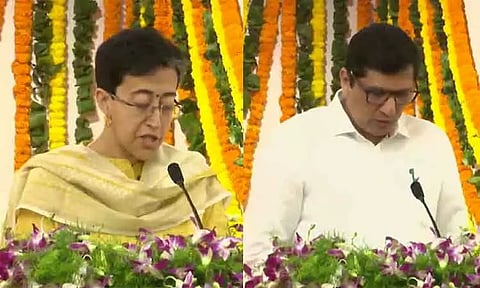 டெல்லி: ஆம் ஆத்மி அரசின் புதிய மந்திரிகளாக அதிஷி, பரத்வாஜ் பதவியேற்பு