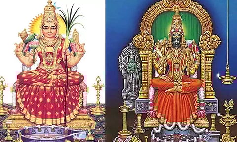 மூன்று வடிவாக வீற்றிருக்கும் காமாட்சி