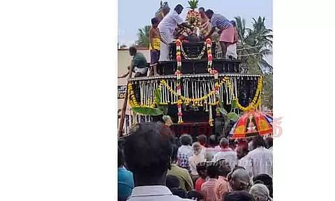 அரிமளம் முத்துமாரியம்மன் கோவில் தேர் வெள்ளோட்டம்