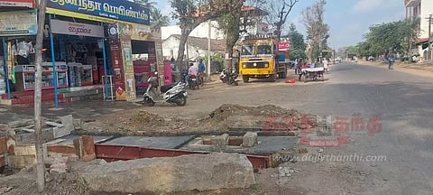 மன்னார்குடியில் திறந்து கிடந்த கழிவுநீர் கால்வாய் மூடப்பட்டது