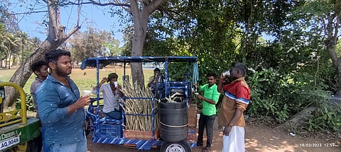 நாகூரில், கரும்பு சாறு விற்பனை மும்முரம்