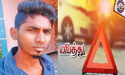 வாலாஜாபாத் அருகே மோட்டார் சைக்கிள்- பஸ் மோதல்; வாலிபர் பலி