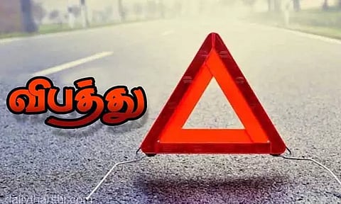 மீஞ்சூர் அருகே மோட்டார் சைக்கிள்- லாரி மோதிய விபத்தில் மூதாட்டி பலி