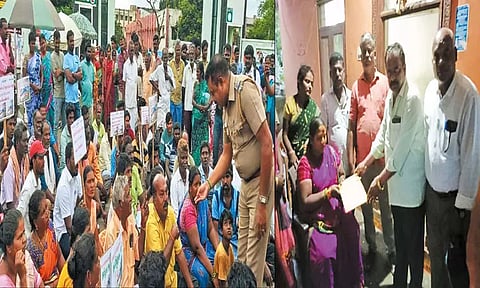 மாமல்லபுரம் அருகே மின்கம்பி உரசி தந்தை, மகன் சாவு; உடலை வாங்க மறுத்து உறவினர்கள் மறியல்