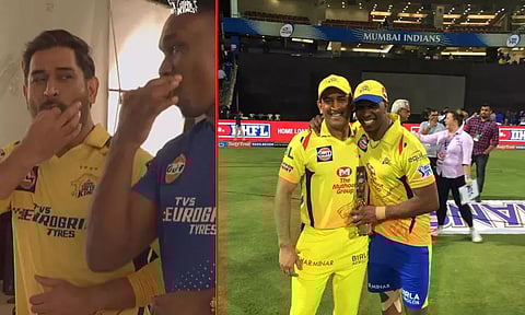 பிராவோவுக்கு விசில் அடிக்க கற்றுக்கொடுத்த டோனி - வைரல் வீடியோ..!