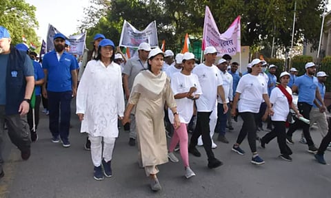 டெல்லியில் 'அனைவருக்கும் ஆரோக்கியம்' நடைபயணம் - மத்திய சுகாதார மந்திரி தலைமையில் நடந்தது