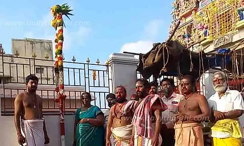 சமயபுரம் மாரியம்மன் கோவிலில் முகூர்த்தக்கால் நடும் நிகழ்ச்சி