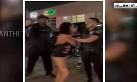 அரைகுறை ஆடையுடன் குடுமிப்பிடி சண்டை.. பெண்ணை தூக்கி வீசிய பவுன்சர்