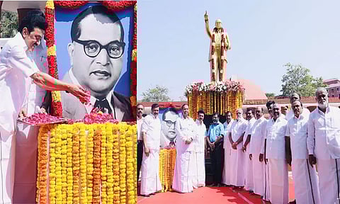 133-வது பிறந்தநாள்: அம்பேத்கர் உருவப்படத்திற்கு முதல்-அமைச்சர் மு.க.ஸ்டாலின் மலர்தூவி மரியாதை..!