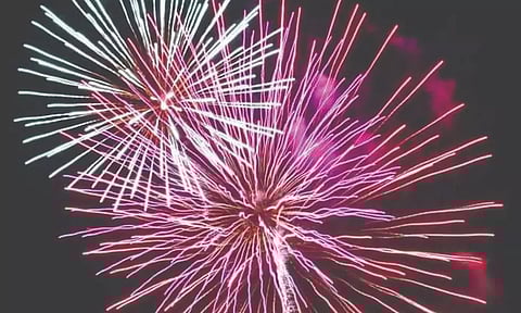 உடுமலை மாரியம்மன் கோவில் தேர்திருவிழாவையொட்டி குட்டைத்திடலில் வாண வேடிக்கை