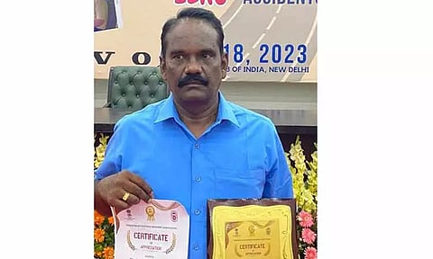 தொட்டியம் அரசு பஸ் டிரைவருக்கு மத்திய அரசு விருது