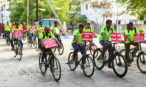 தீ தடுப்பு விழிப்புணர்வு சைக்கிள் பேரணி