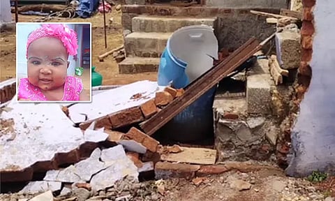 வீட்டின் சுற்றுச்சுவர் இடிந்து விழுந்து ஒன்றரை வயது பெண் குழந்தை பலி