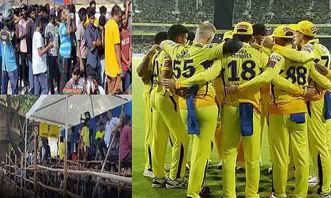 சேப்பாக்கம் கிரிக்கெட் மைதானத்தில் பெண்களுக்கு தனி வரிசையில் டிக்கெட் வினியோகம்