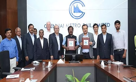 மாதவரம்-சோழிங்கநல்லூர் வரையிலான மெட்ரோ ரெயில் பாதை பணிகளுக்காக ரூ.300 கோடிக்கு ஒப்பந்தம்