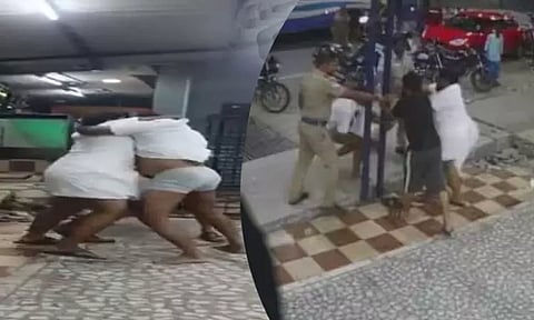 வேட்டியை கிழித்து மோதிக்கொண்ட பா.ஜ.க.-இந்து மக்கள் கட்சி நிர்வாகிகள்...! உள்ளாடையுடன் ஓடிய மாவட்ட தலைவர்...!