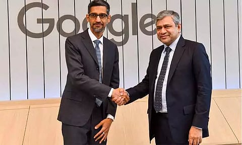கூகுள் சி.இ.ஓ. சுந்தர் பிச்சையுடன் மத்திய மந்திரி அஷ்வினி வைஷ்ணவ் சந்திப்பு