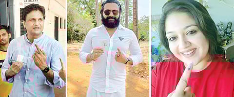 கர்நாடக சட்டசபை தேர்தலில் ஆர்வமுடன் ஓட்டுப்போட்ட நடிகர்-நடிகைகள், பிரபலங்கள்