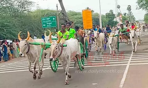 திருப்பத்தூரில் மாட்டுவண்டி பந்தயம்