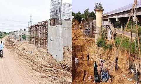 திருத்தணி அருகே கொசஸ்தலை ஆற்றில் மேம்பாலப் பணிகளை தடுத்து நிறுத்திய பொதுமக்கள்